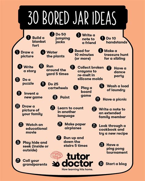 infographic bored jar bored jar things to do when bored things to do at home