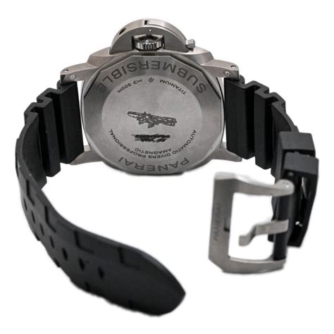 Panerai Mens Submersible Amagnetic Titanium 47mm Black Stick Watch