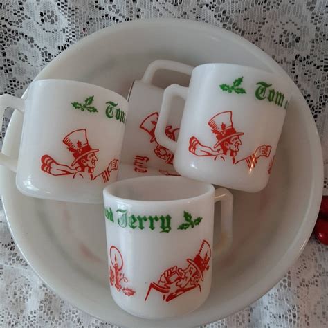 Tom And Jerry Set Christmas Punch Bowl With Tom And Jerry Cups