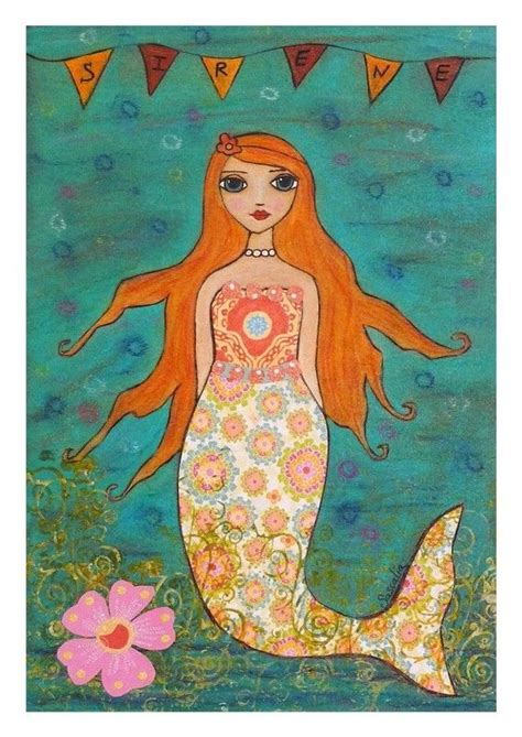 Mermaid Art Print On Wood Whimsical Mermaid Painting Mermaid Art Art