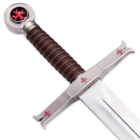 Crusader Knights Templar Sword With Wooden Display Plaque