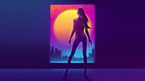 Retrowave Neon Girl Hd Wallpaper