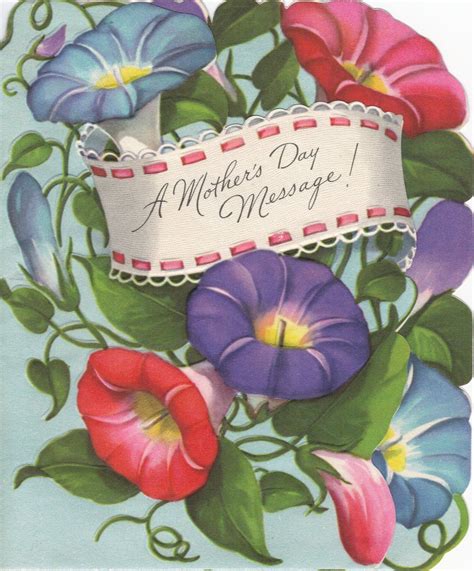 Vintagemothersdaycardmorningglorys Vintage Holiday Cards Happy Mothers Day