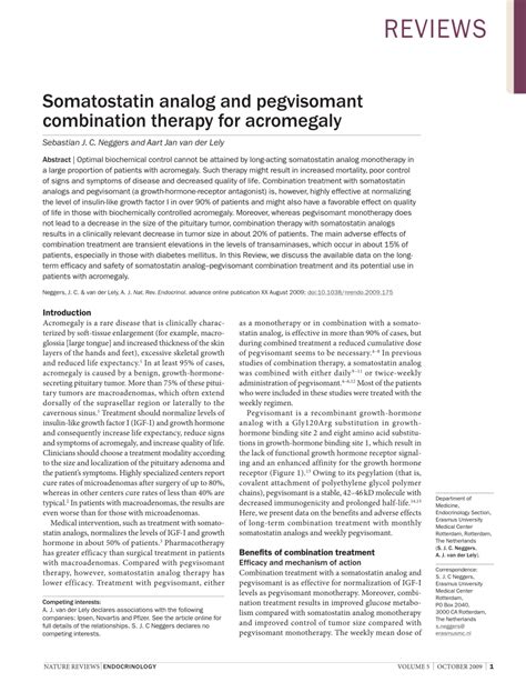 pdf somatostatin analog and pegvisomant combination therapy for acromegaly