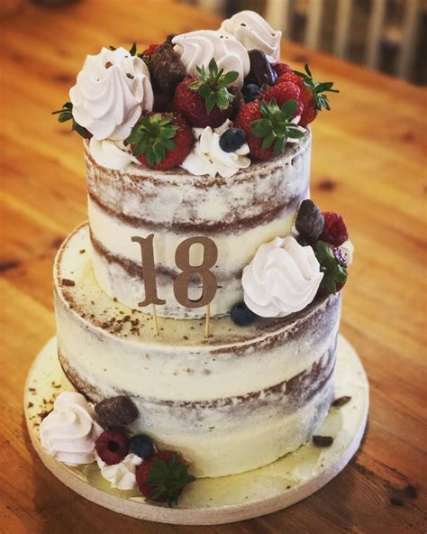 Two Tiered Naked Cake Vanilla With Fresh Fruit Meringue And Chocolates Gertrudeolivecakes