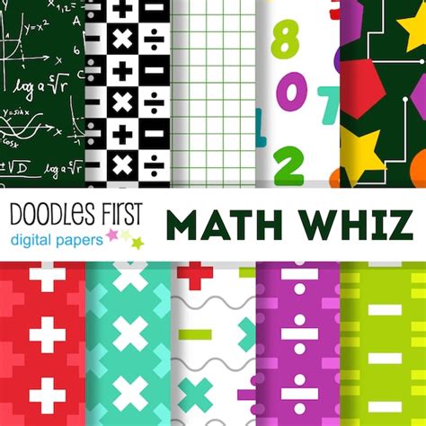 Math Whiz Digital Paper Pack Includes 10 For Scrapbooking