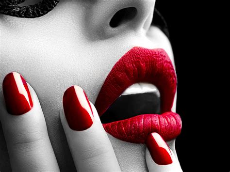 Beauty Red Lips And Nails 2017 High Quality Wallpaper Preview