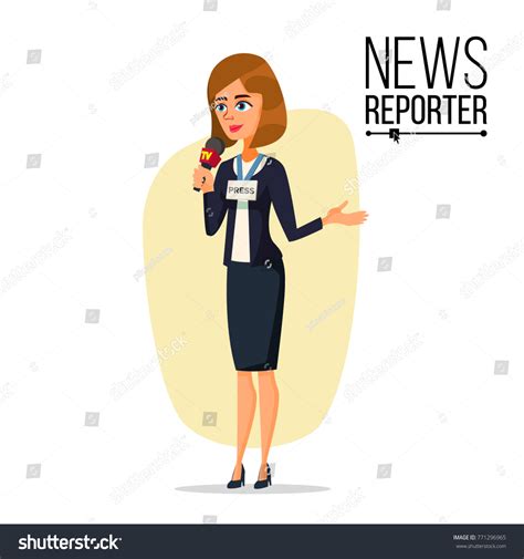 Tv Correspondent Vector Journalist Woman Tv Stock Vector Royalty Free