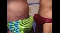 Swimmers Worship Teasing Touching Each Other Bulges In Speedos