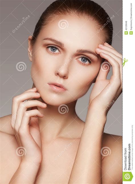 Beauty Skincare And Natural Make Up Woman Model Face With