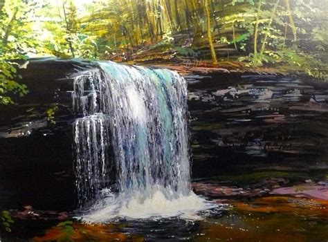 Waterfall Acrylic Painting At Explore Collection