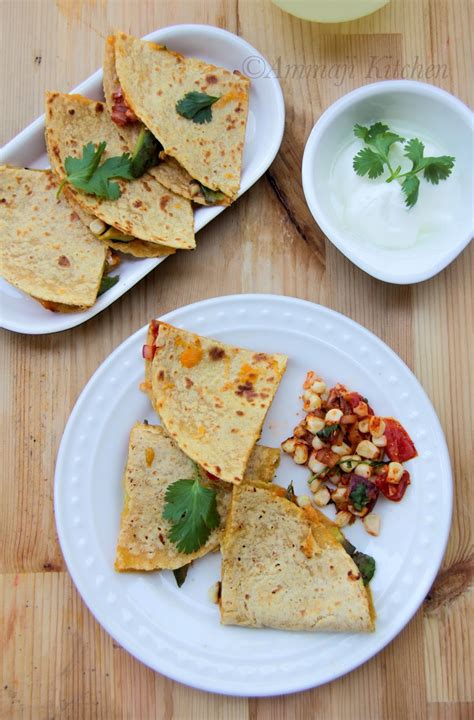A wheat or a corn tortilla filled with cheese, a savoury mixture, and/or vegetables, cooked often on a griddle, then folded in half to form a this subreddit is all about about quesadillas! Quesadillas with Avocado & Corn Salsa | Indian Food ...