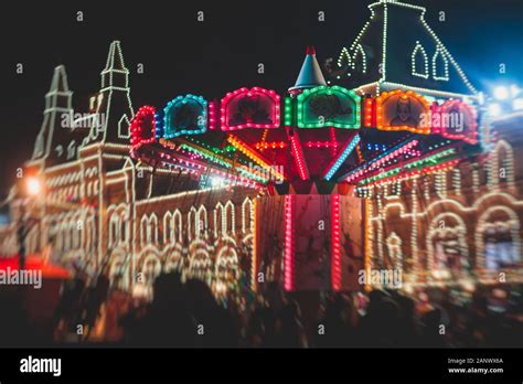 Moscow Streets With New Year Decoration Christmas Illumination On The