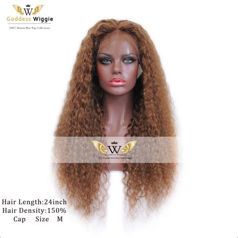 Long Afro Kinky Curly Wig Remi Hair Brown Lace Wig Kinky Curly Glueless