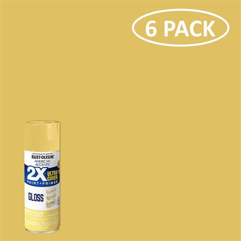 Rust Oleum 2x Ultra Cover 6 Pack Gloss Warm Yellow Spray Paint And