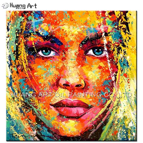 Hand Painted Palette Woman Faces Oil Painting On Canvas Handmade Bright Beautiful Colour Face