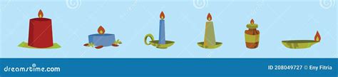 Set Of Pelita Cartoon Icon Design Template With Various Models Vector