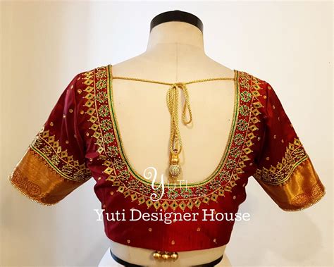 Maroon Bridal Blouse Embroidered With Zari Amd Kundans By Yuti For