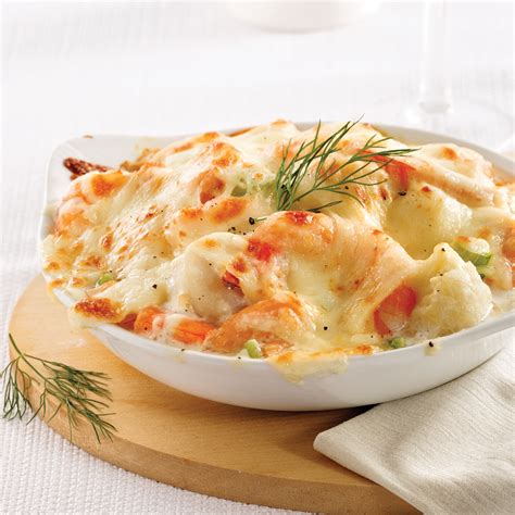 Gratin de fruits de mer chou-fleur et saumon