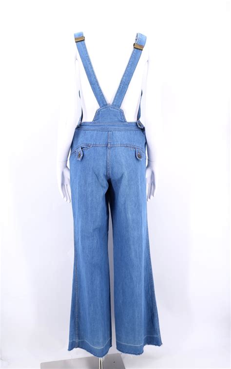 70s Denim Bell Bottom Overalls Vintage 1970s Grapevines Jeans