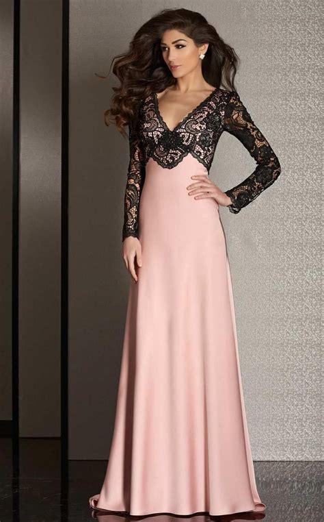Clarisse M6222 Lace Sleeved V Neck Dress Evening Dresses With