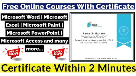 Microsoft Office Free Certification Ms Word Ms Excel Ms