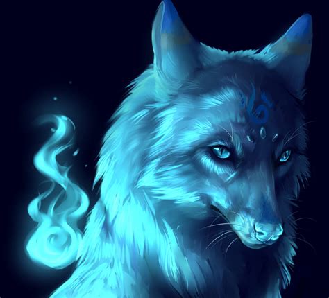 Fantasy Blue Wolf