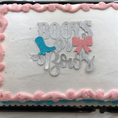 Boots Or Bows Gender Reveal Boots Or Bows Cake Topper Etsy