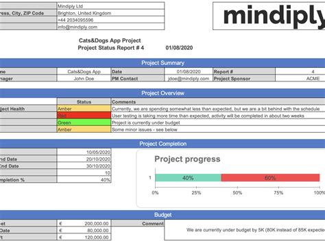 Free Project Management Report Template Mindiply