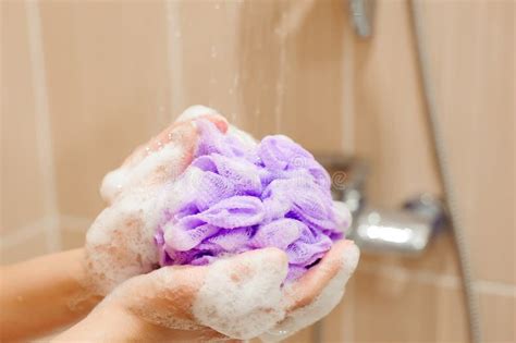 Woman Using A Soap While Taking Shower In Bathroom Stock Image Image Of Healthy Head 139134771