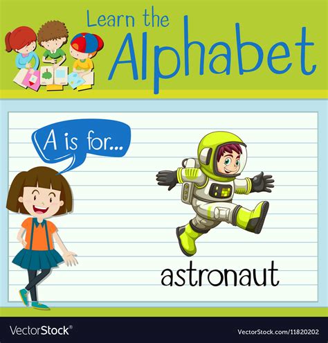 Flashcard Letter A Is For Astronaut Royalty Free Vector