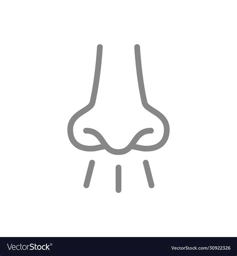 Nose With Smell Sense Line Icon Breath Royalty Free Vector