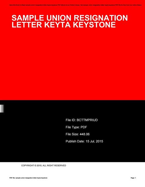 Sample Union Resignation Letter Keyta Keystone By Kimwestbrook4898 Issuu