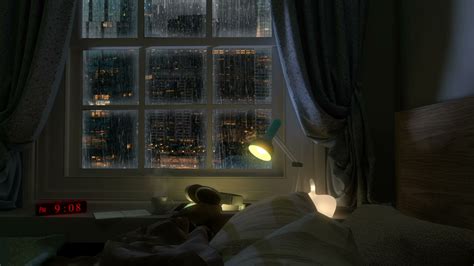 Cozy Bedroom Atmosphere And Rain By The Window Rain On Window Sound
