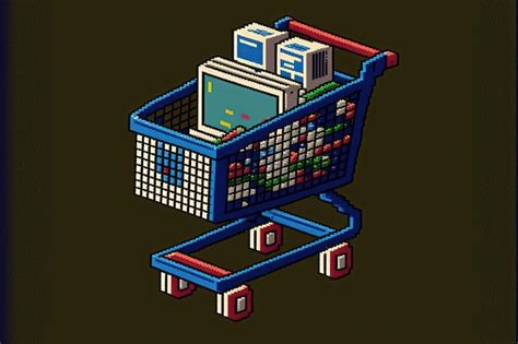 Premium Ai Image Pixel Art Shopping Cart Retro Style Item For 8 Bit