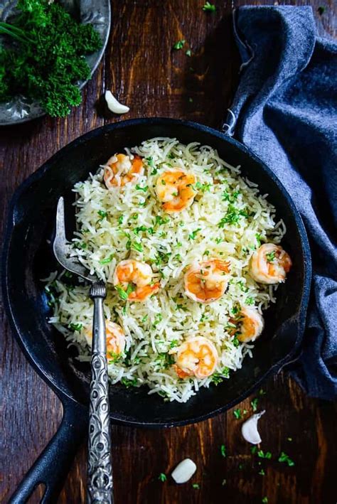 One Pot Garlic Butter Shrimp Rice Recipe Whiskaffair