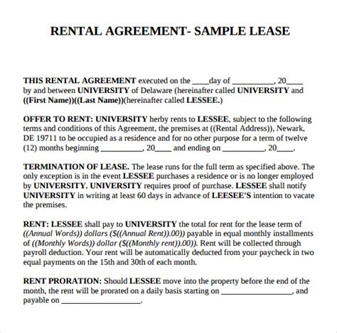 In exchange for rent paid in monthly, weekly, or other consistent increments. 8+ Sample Basic Rental Agreements | Sample Templates