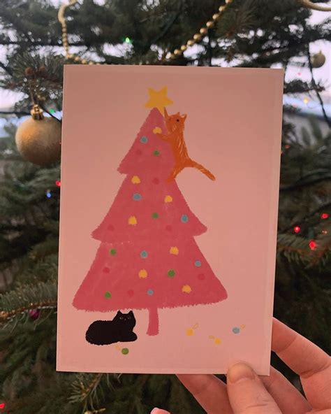 Cat Christmas Card Etsy