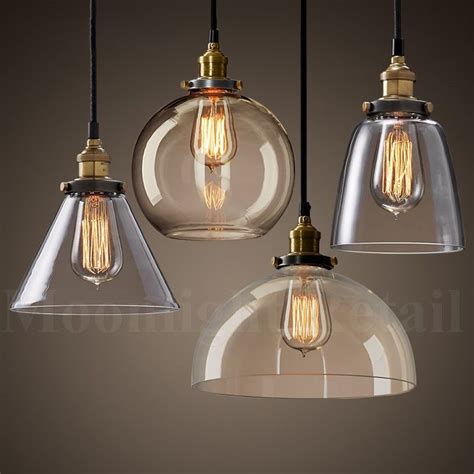 New Modern Vintage Industrial Retro Loft Glass Ceiling Lamp Shade Pendant Light Moonlight Retail
