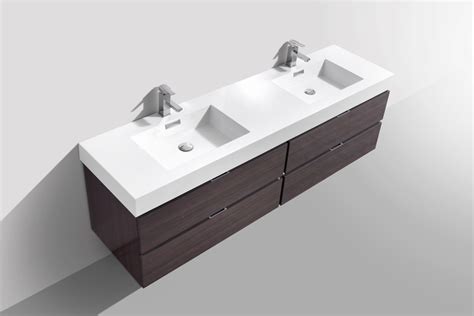 bliss  high gloss gray oak wall mount double sink vanity