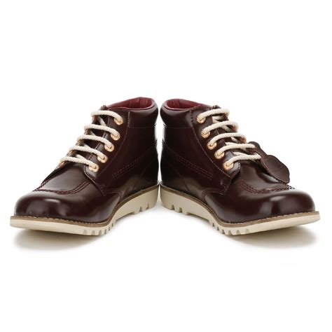 They responded with their explanation of how shoes should be worn correctly and description the shoes i purchased are of no use to anyone, as the quality is just so poor. Lyst - Kickers Womens Dark Burgundy Leather Kick Hi Boots ...