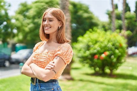 Young Redhead Woman Smiling Confident Standing With Arms Crossed