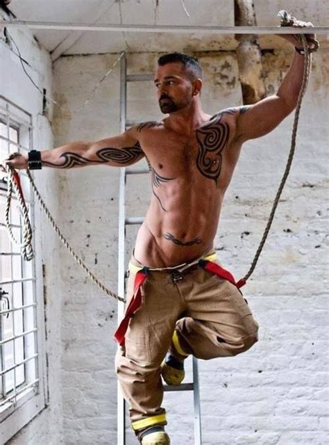 Rescue Me Male Man Construction Awsome Nude Ink Tattoo Body Art