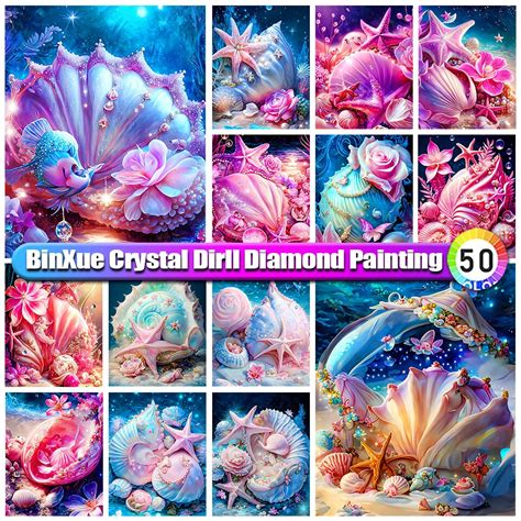 Binxue Colorful Starfish Shell Full 100 Round Crystal Diamond Painting