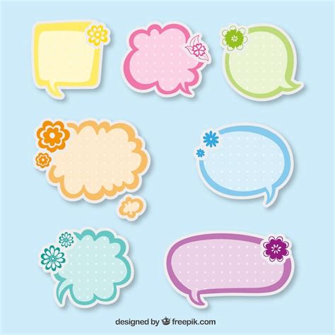Free Vector Cute Speech Bubbles Stickers