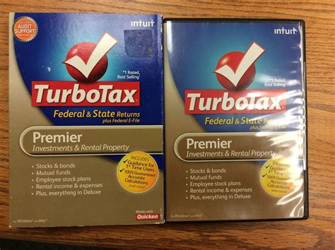 Intuit TurboTax 2010 Premier Federal State Investments Rental