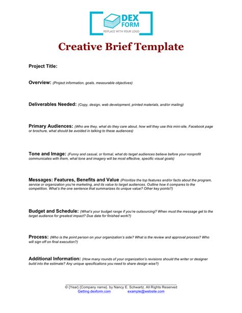Creative Brief Template Download Free Documents For Pdf Word And Excel