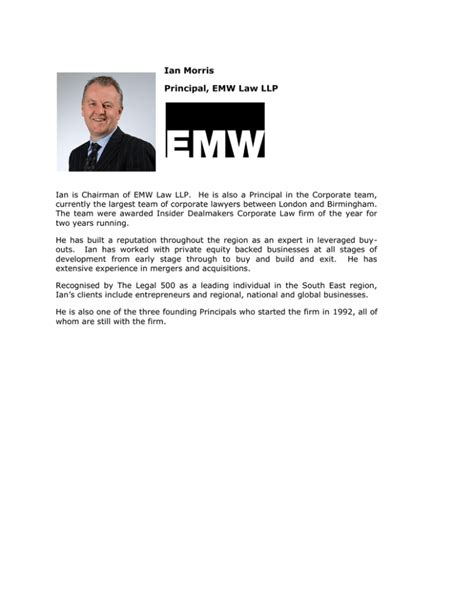 Ian Morris Principal Emw Law Llp