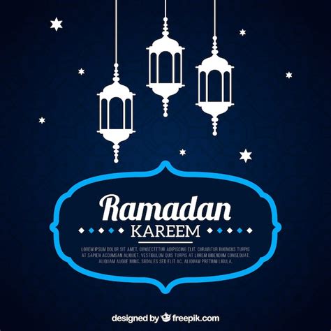 Free Vector Blue Ramadan Kareem Background With Lamps