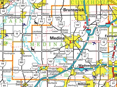 Medina County Oh Wall Map Premium Style By Marketmaps